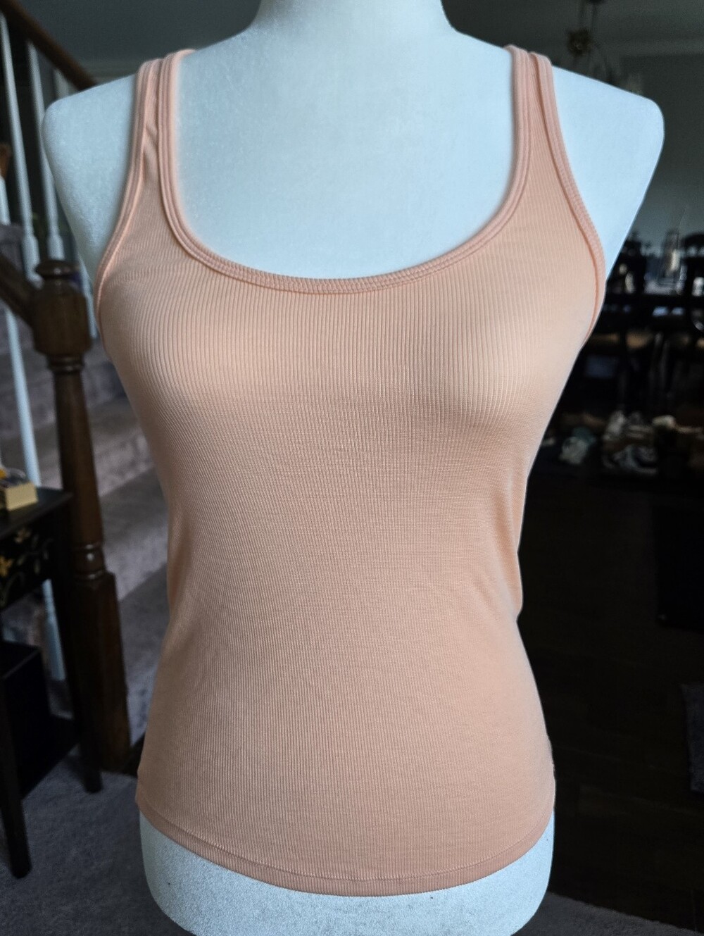PINKRelaxed Rib Boyfriend Tank Top - Medium Peach Tree